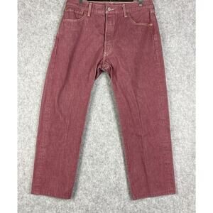 Levis 501 Jeans Mens 34x27 Pink Red Cotton Straight Denim Mid Rise‎ READ